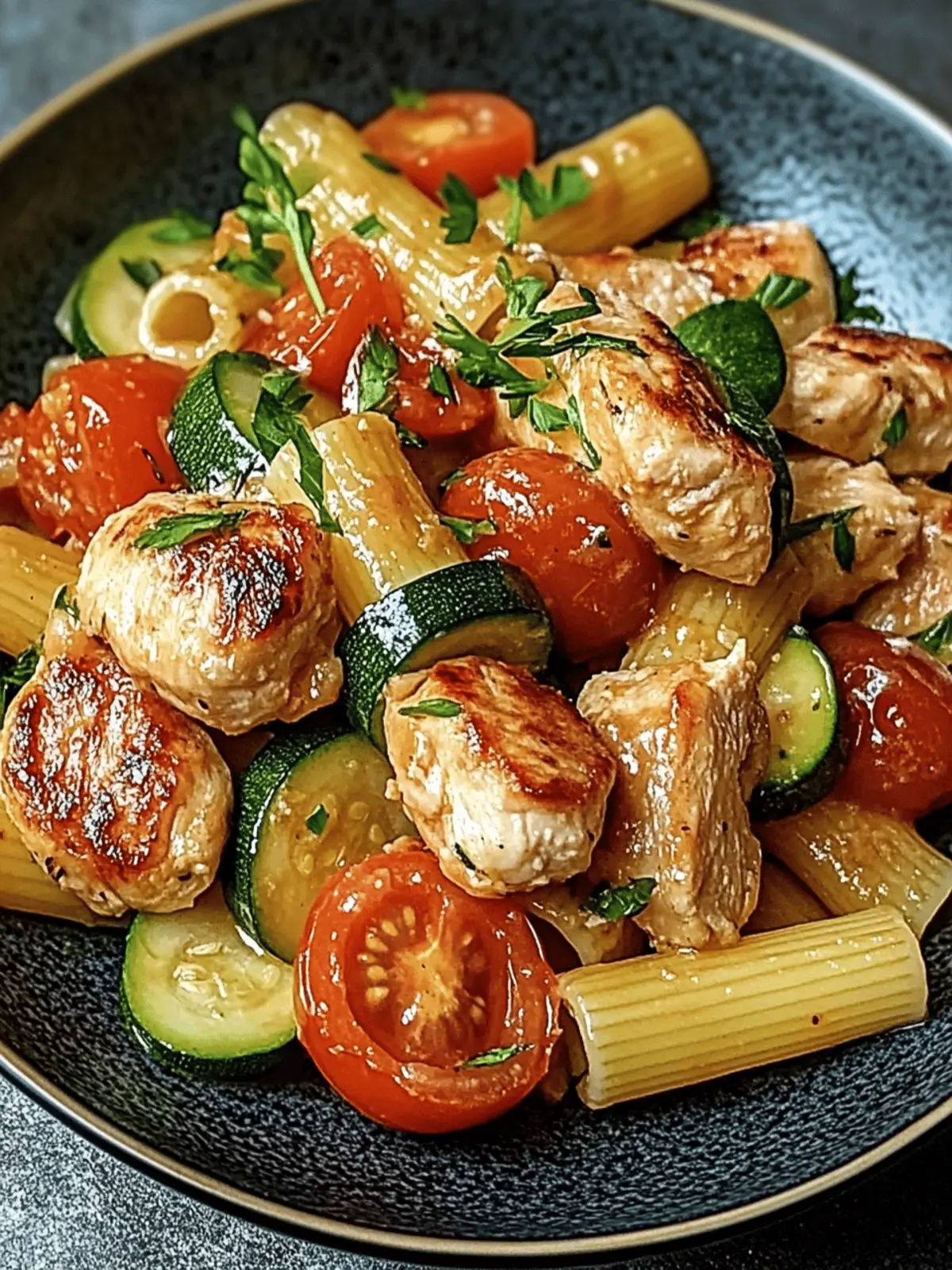 Easy Chicken Sausages with Zucchini, Tomatoes, and Pasta Bliss 4 Chicken Sausages with Zucchini, Tomatoes, and Pasta
