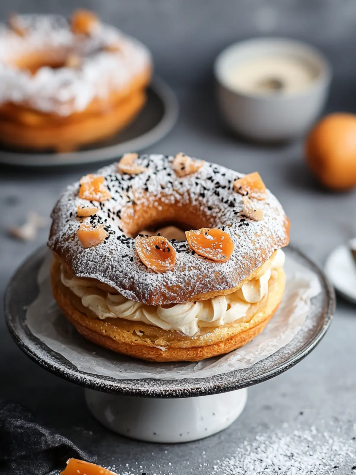 Decadent Black Sesame & Persimmon Paris-Brest to Impress 3 Black Sesame & Persimmon Paris-Brest