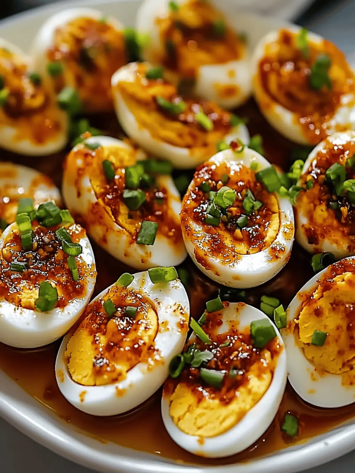 Spicy Chili Garlic Deviled Eggs to Wow Your Guests! 4 Spicy Chili Garlic Deviled Eggs