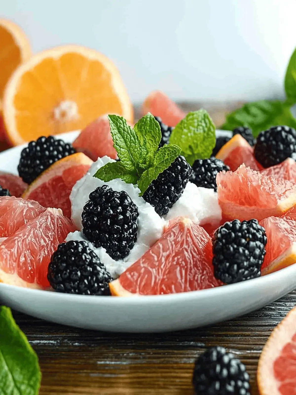 Fresh Fruit Salad Grapefruit Bliss with Blackberries and Mint 2 Fresh Fruit Salad Grapefruit