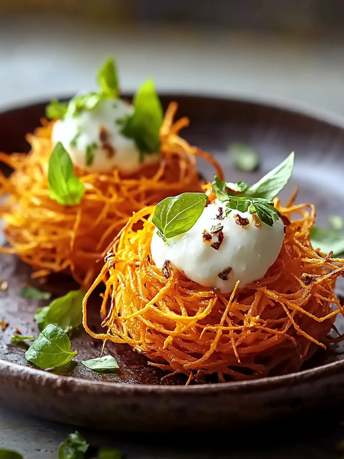 Crispy Sweet Potato Nests with Burrata and Chili Honey Bliss 4 Crispy Sweet Potato Nests