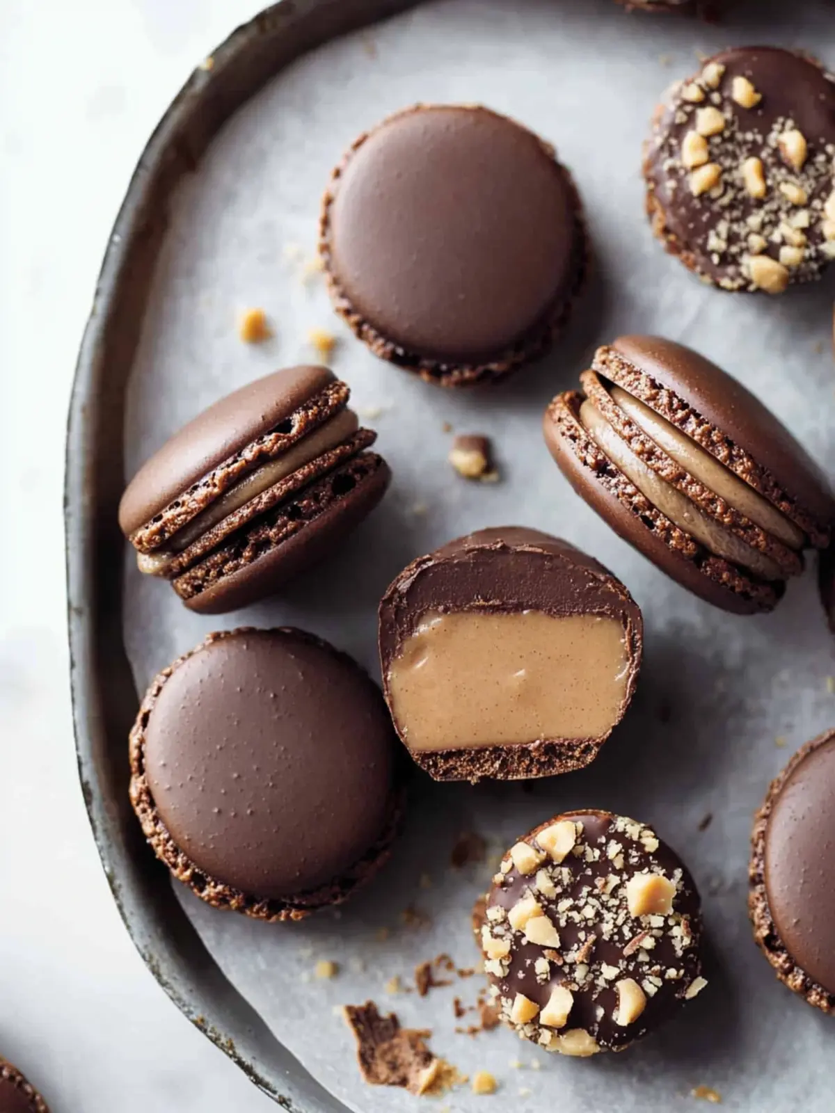 Decadent Chocolate Peanut Butter Macarons You'll Love 3 Chocolate Peanut Butter Macarons