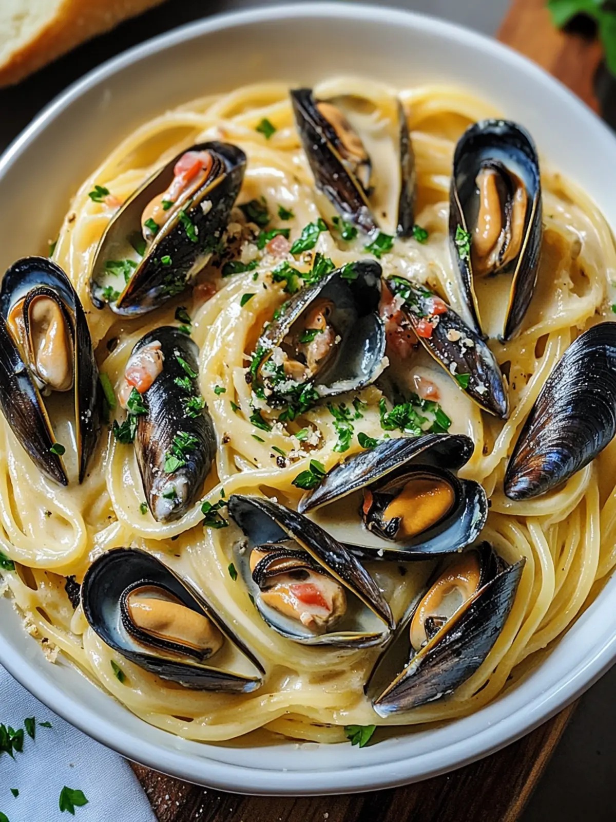 Indulge in Creamy Garlic Mussels and Spaghetti Delight 2 Creamy Garlic Mussels and Spaghetti