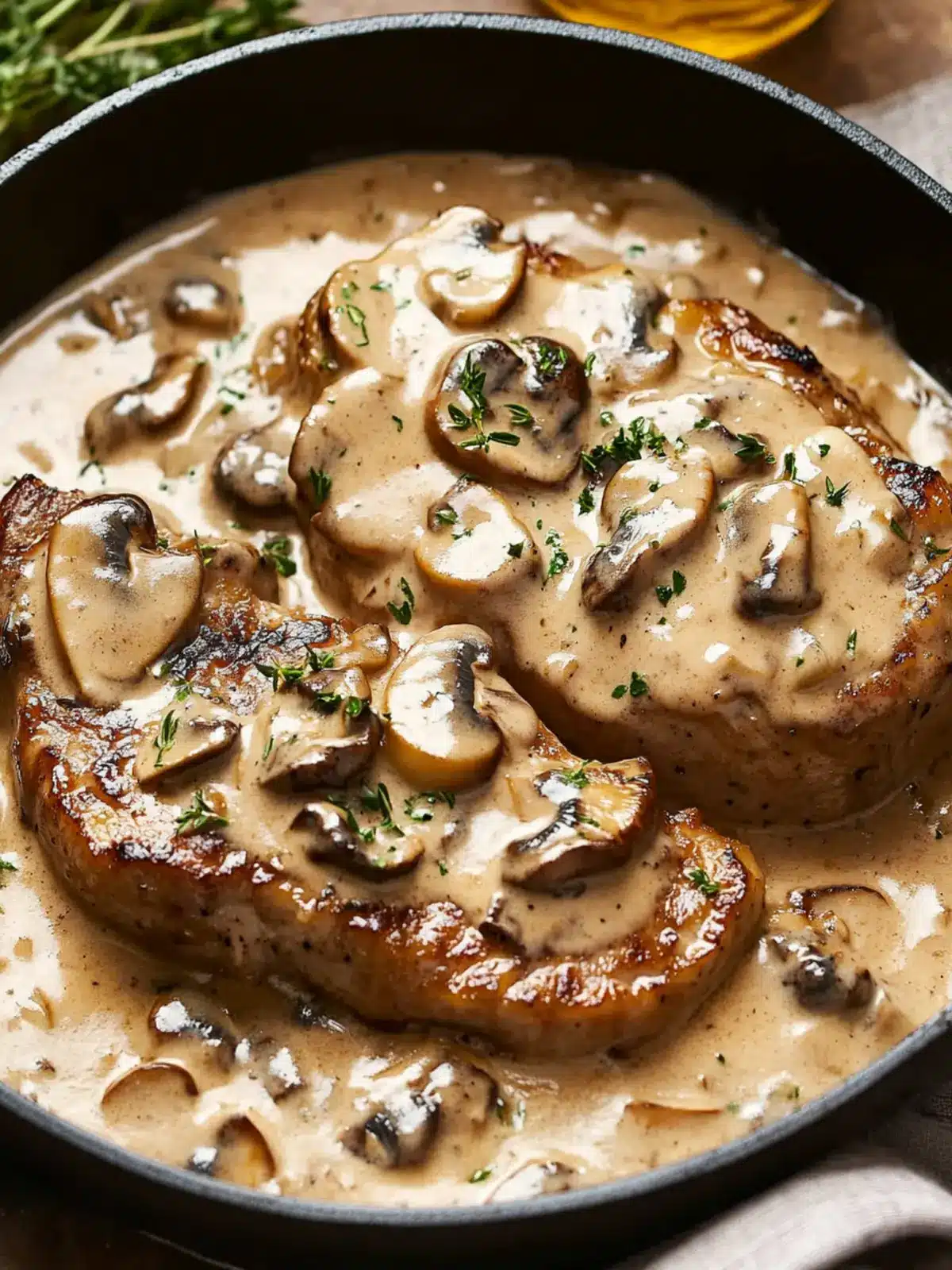 Savory Pork Chops with Irresistible Mushroom Cream Sauce 3 Pork Chop with Mushroom Cream Sauce