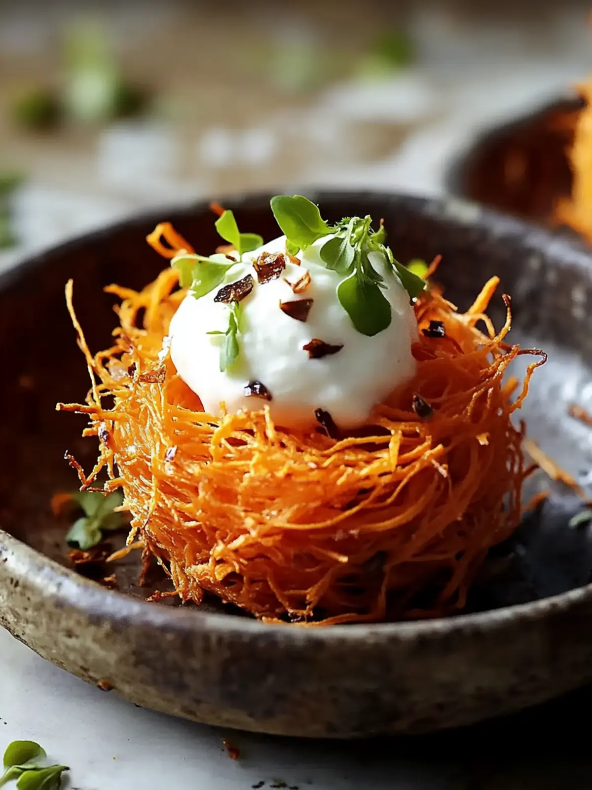 Crispy Sweet Potato Nests with Burrata and Chili Honey Bliss 3 Crispy Sweet Potato Nests