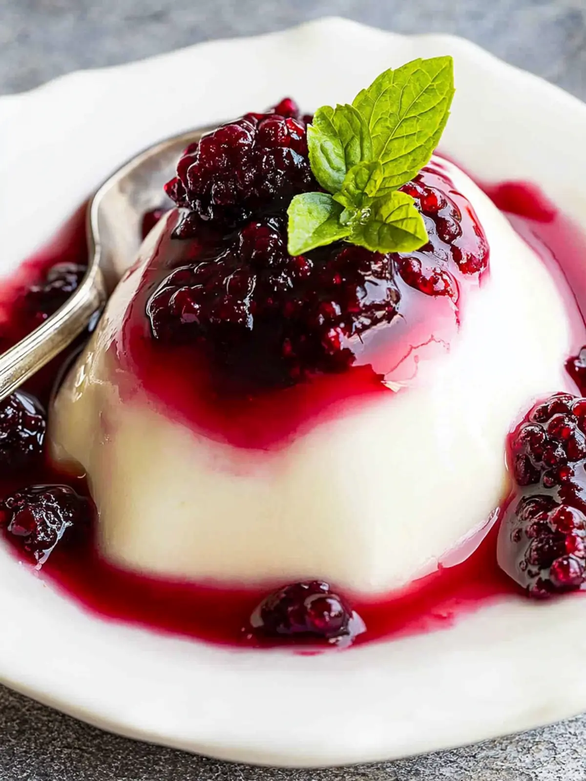 Deliciously Creamy Blancmange with Fresh Blackberry Sauce 3 Blancmange