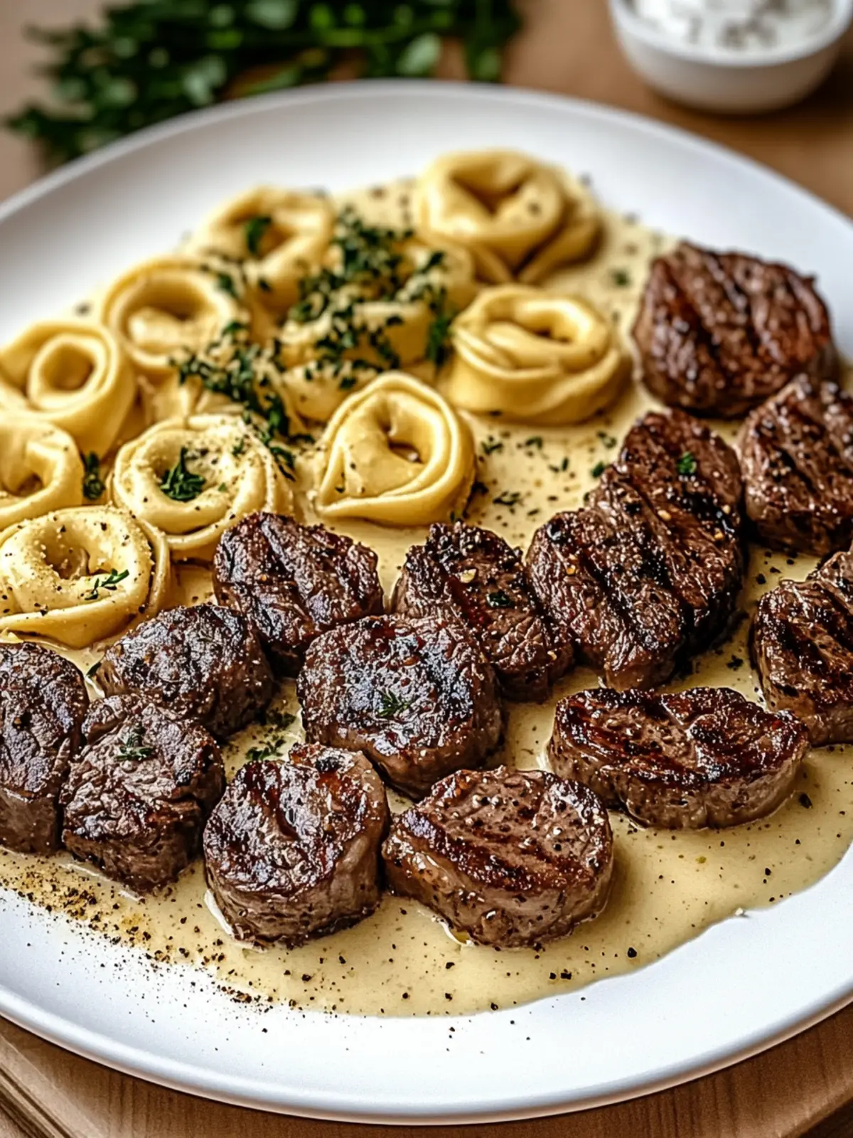 Savor Garlic Butter Steak with Cheesy Alfredo Tortellini Joy 4 Garlic Butter Steak with Cheesy Alfredo Tortellini