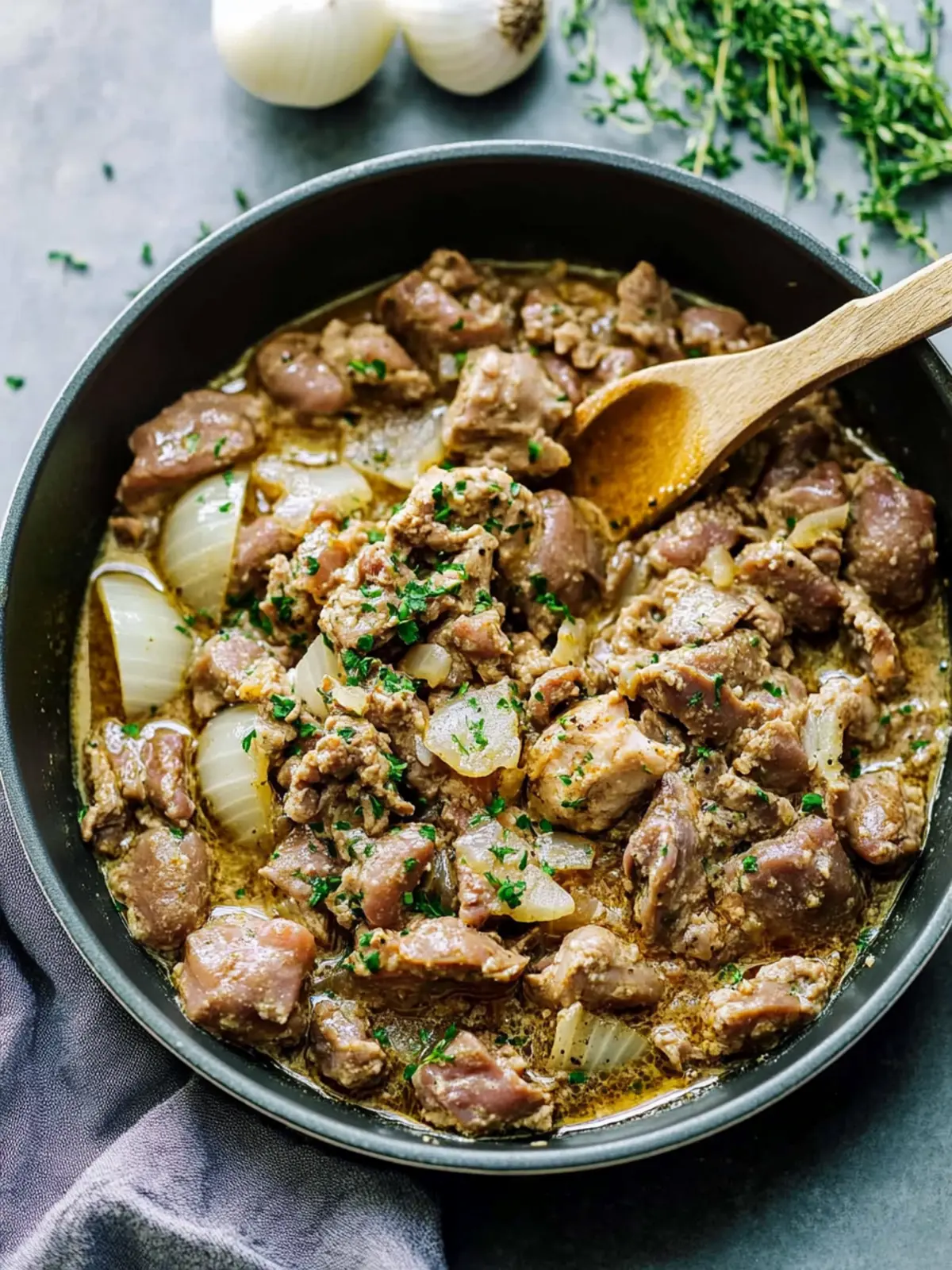 Savory Chicken Liver and Onions in Creamy White Wine Sauce 4 Chicken Liver and Onions