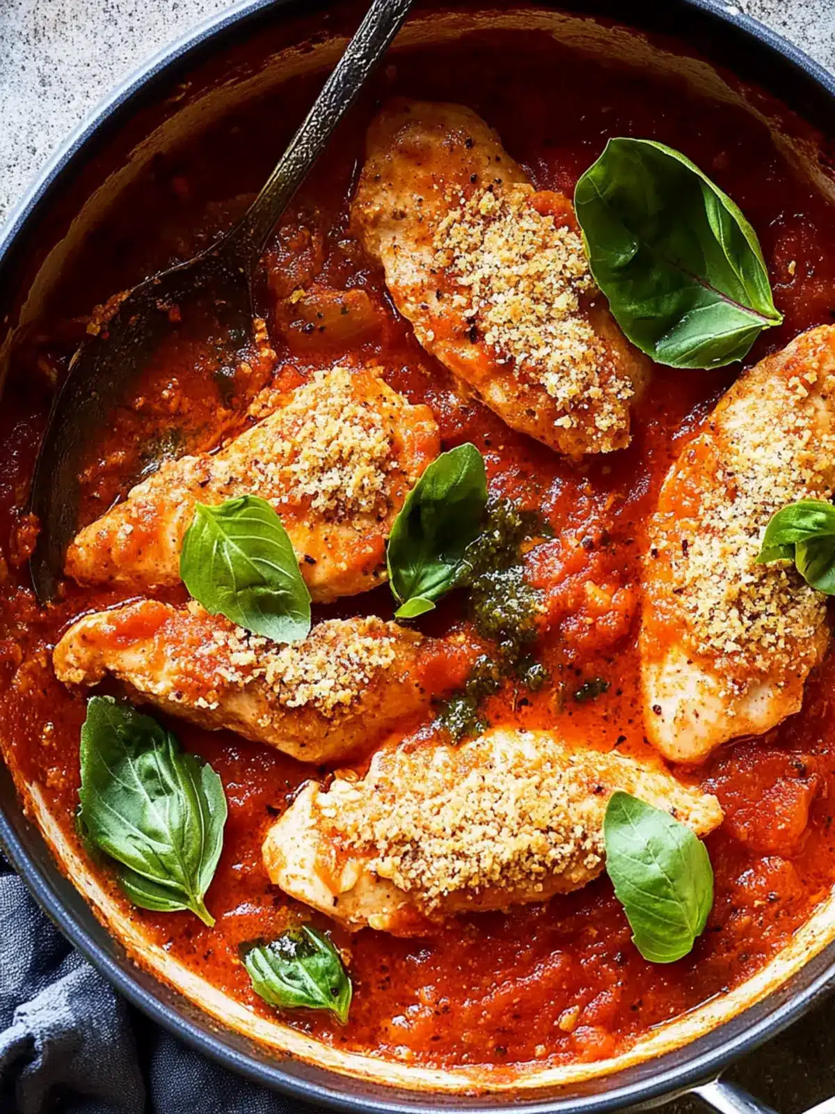 Savory Chicken Arrabiata with Crunchy Herb-Garlic Topping 2 Chicken Arrabiata with Herb and Garlic Breadcrumbs