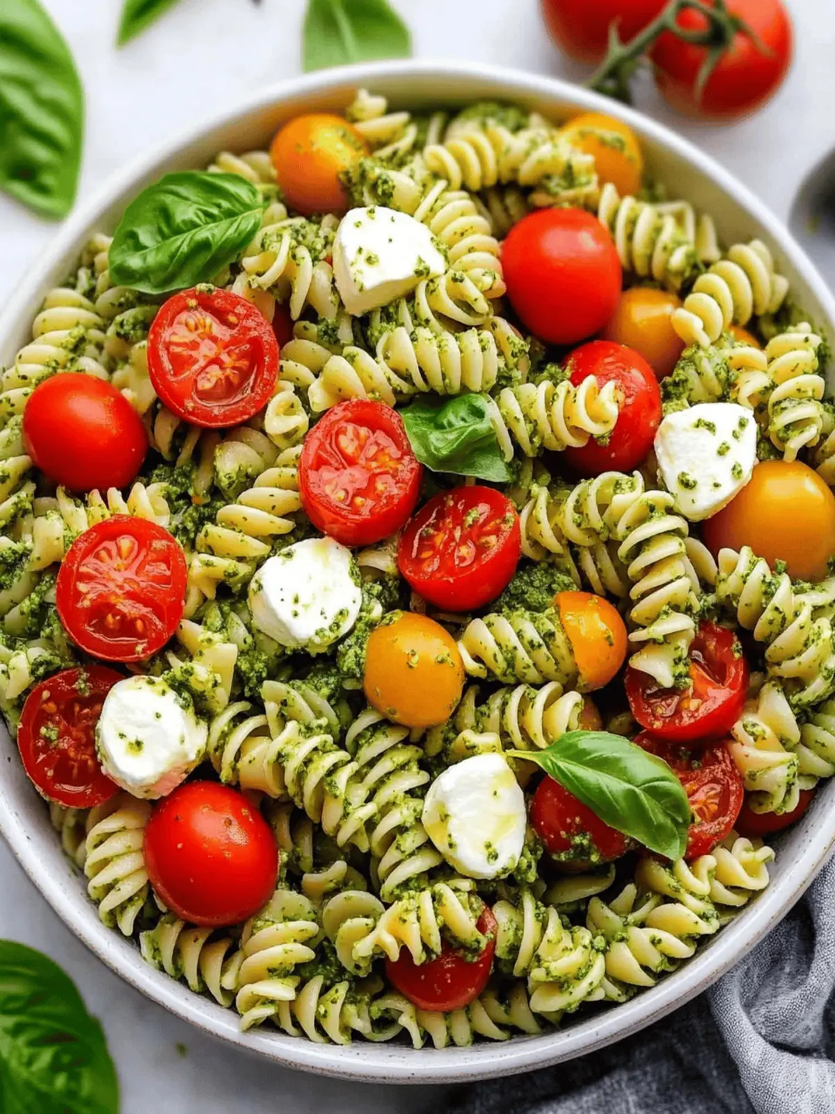 Delicious Pesto Pasta Salad with Tomatoes & Mozzarella Bliss 2 Pesto Pasta Salad with Tomatoes & Mozzarella
