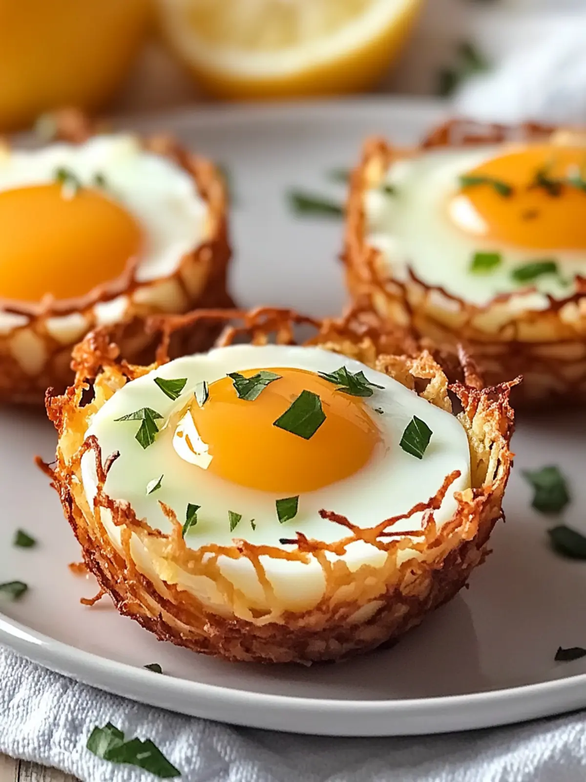 Eggs in Hash Brown Baskets: Customizable Breakfast Bliss 4 Eggs in Hash Brown Baskets
