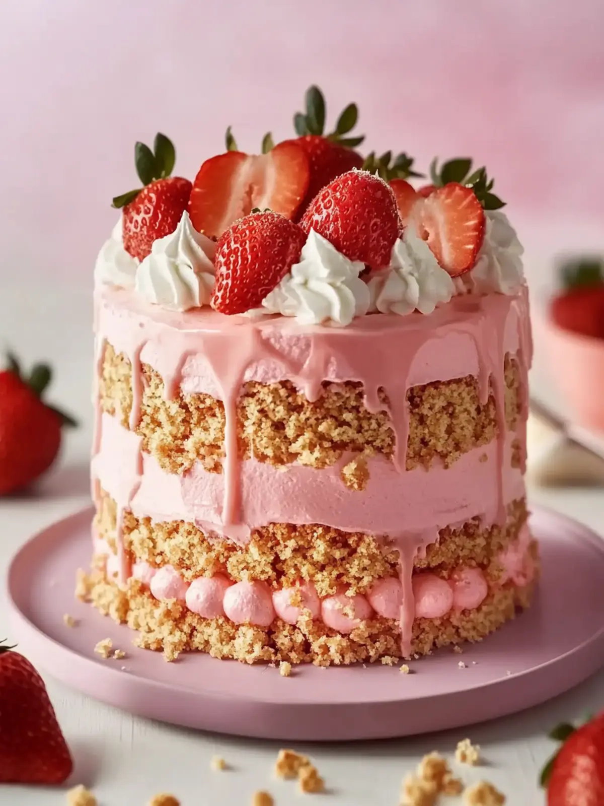 Delicious Strawberry Crunch Cake That Makes Every Bite Count 2 Strawberry Crunch Cake