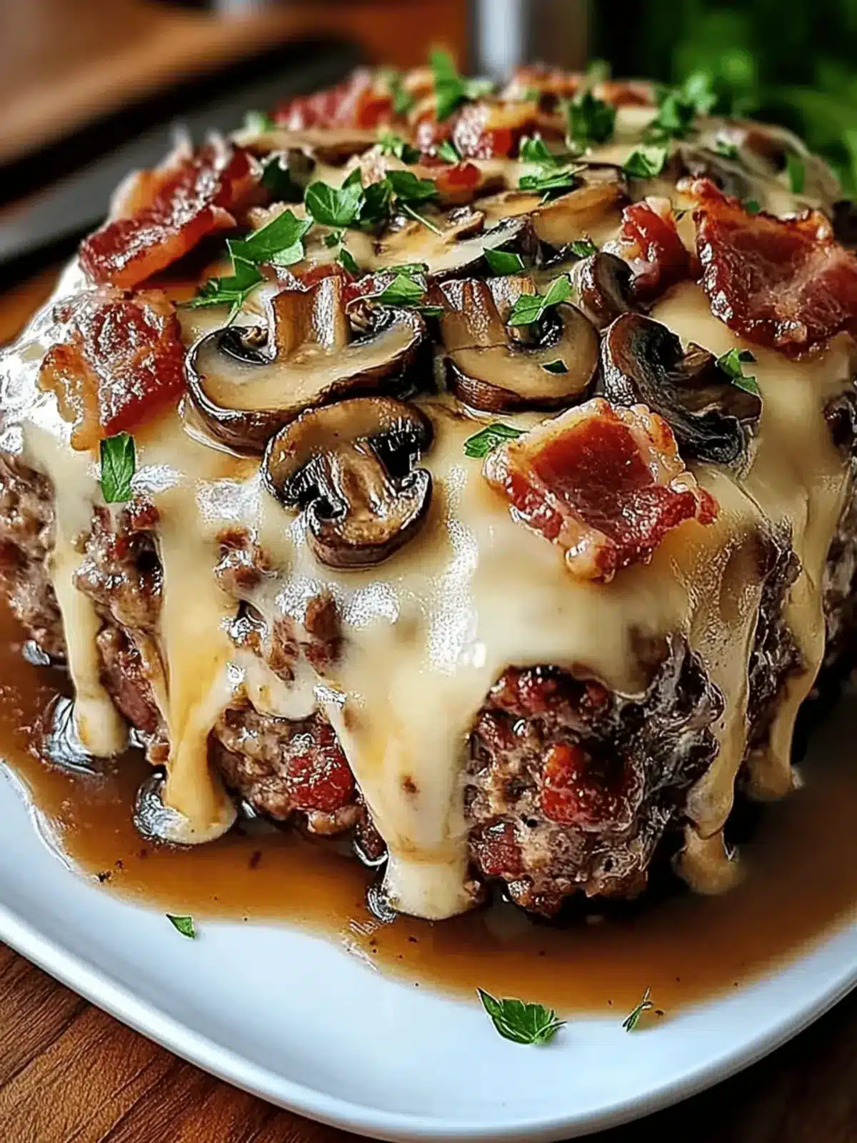 Sumptuous Bacon Mushroom Swiss Cheese Meatloaf Delight 2 Bacon Mushroom Swiss Cheese Meatloaf