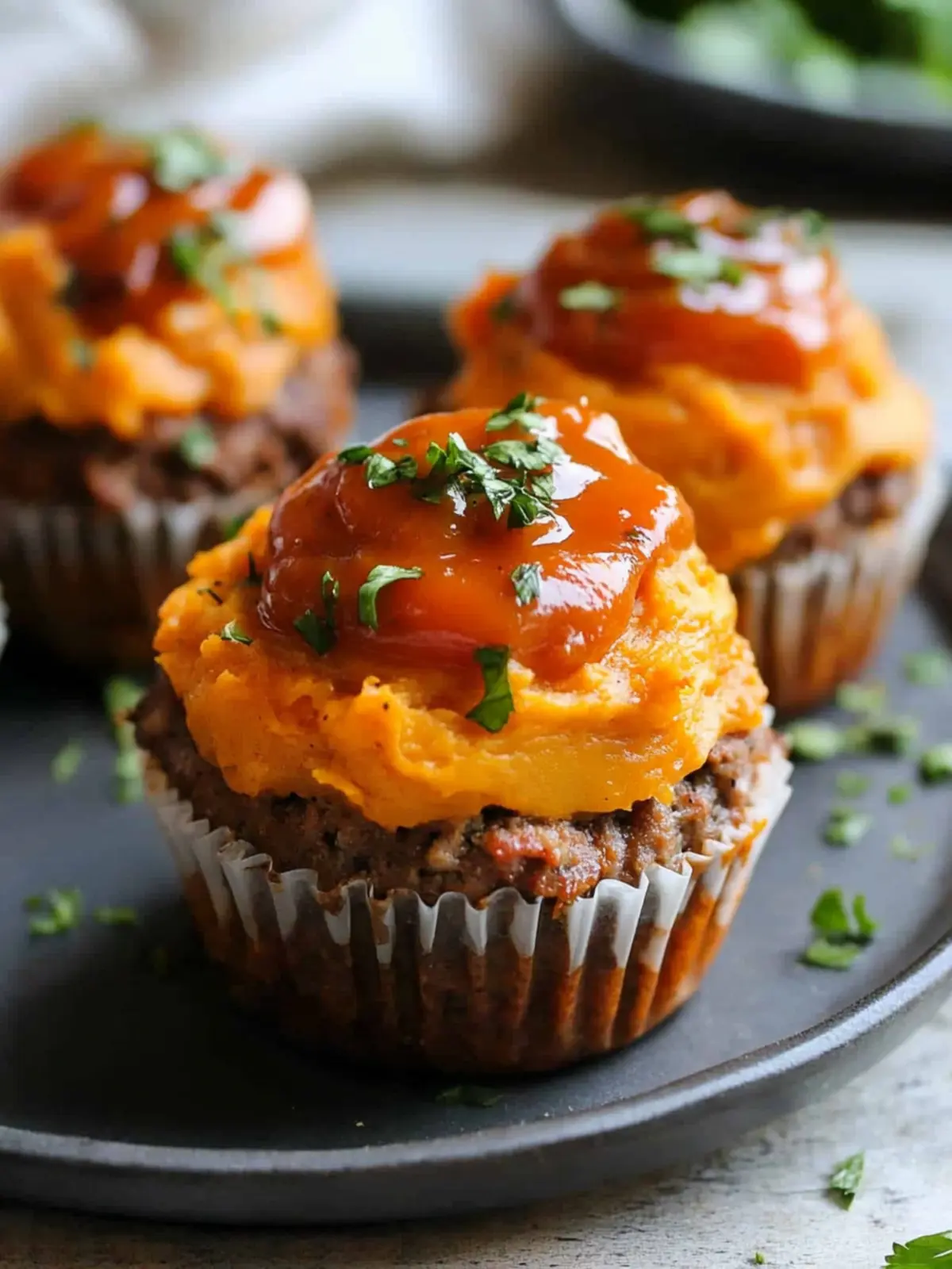 BBQ Meatloaf Muffins with Sweet Potato Topping Delight 2 BBQ Meatloaf Muffins with Sweet Potato Topping