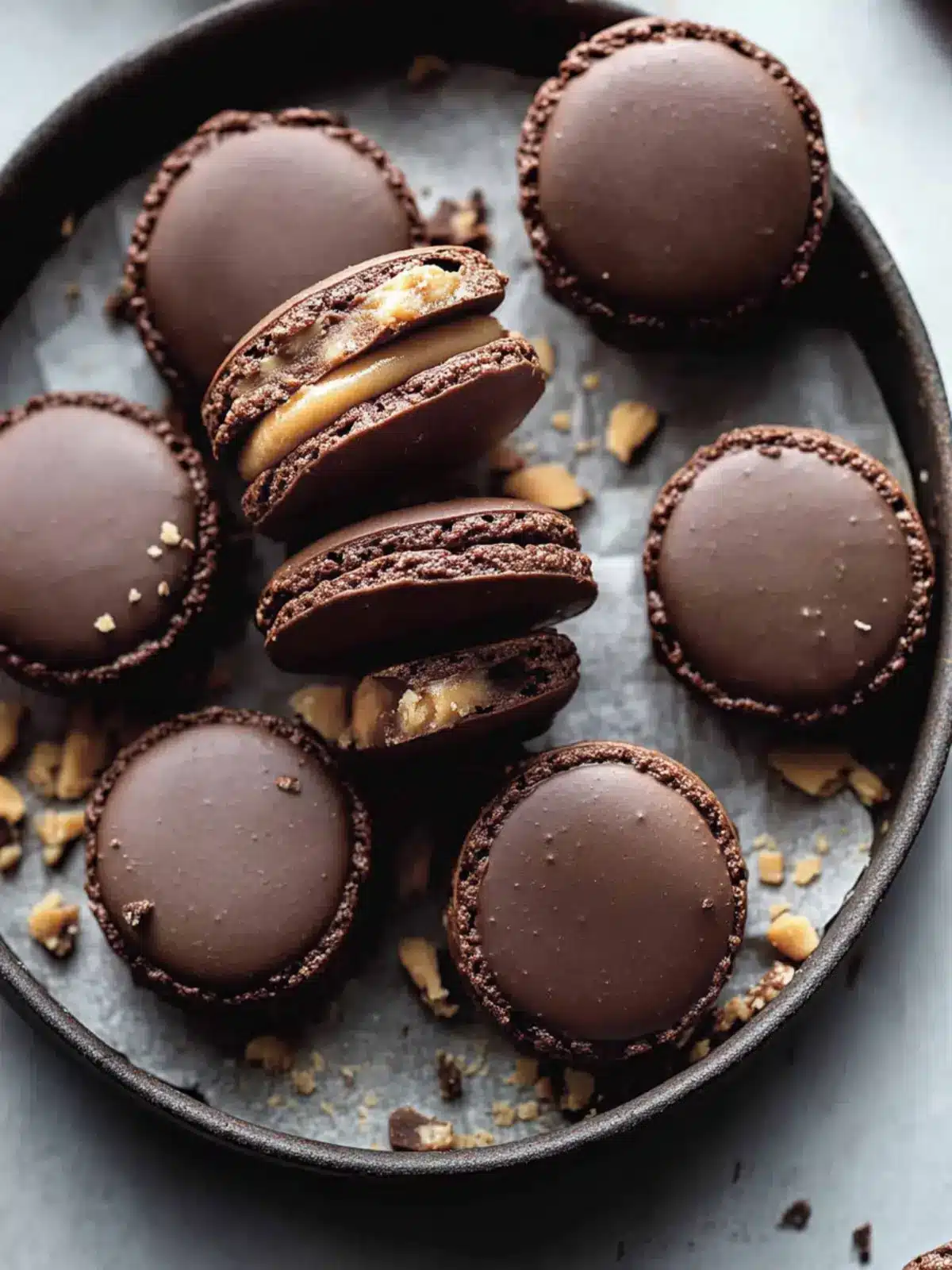 Decadent Chocolate Peanut Butter Macarons You'll Love 2 Chocolate Peanut Butter Macarons