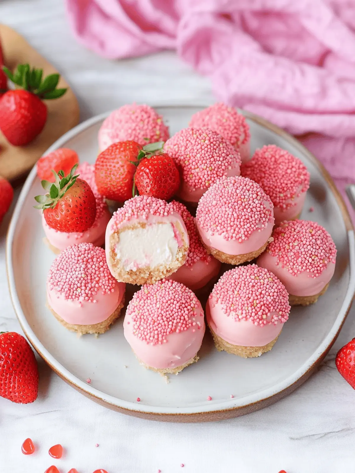 Irresistible Strawberry Cheesecake Bites: No-Bake Bliss! 3 Strawberry Cheesecake Bites