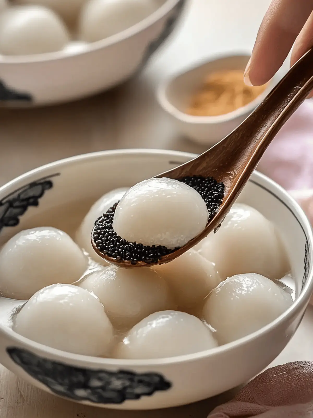 Delicious Glutinous Rice Balls with Sweet Black Sesame Filling 2 Glutinous Rice Balls