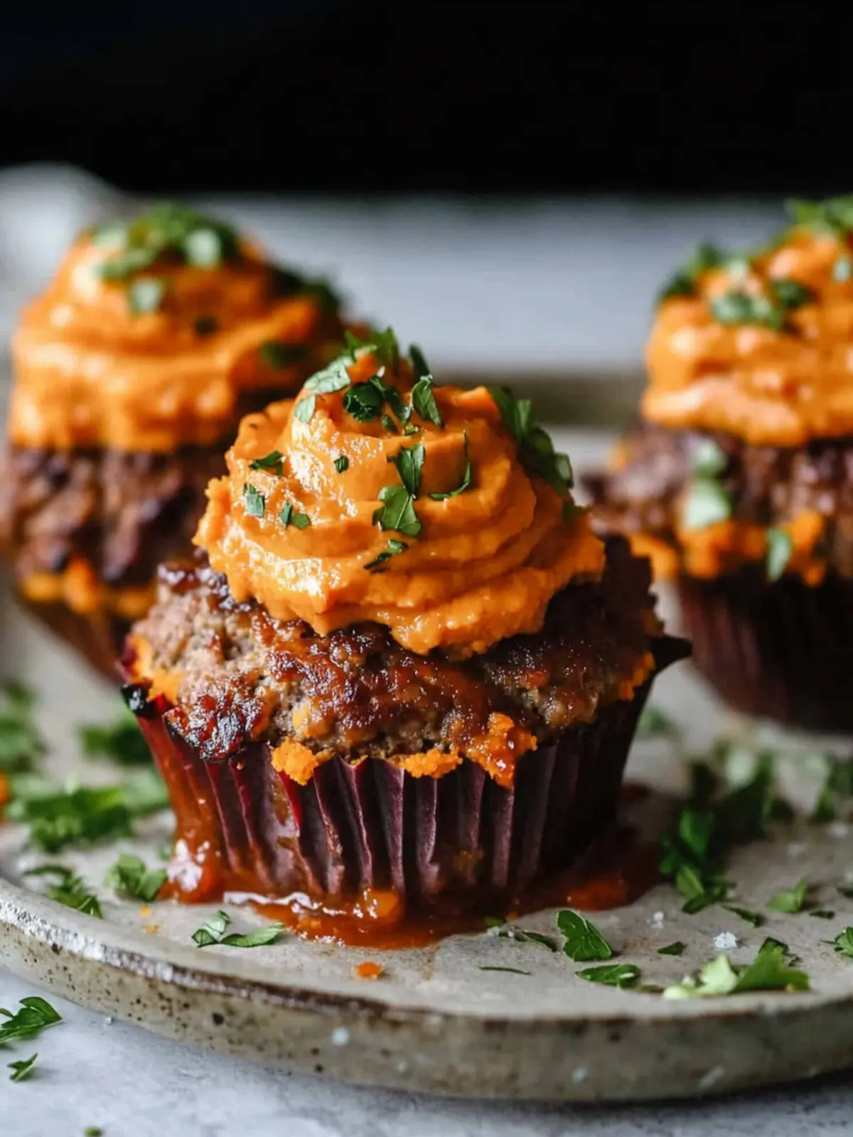 BBQ Meatloaf Muffins with Sweet Potato Topping Delight 3 BBQ Meatloaf Muffins with Sweet Potato Topping
