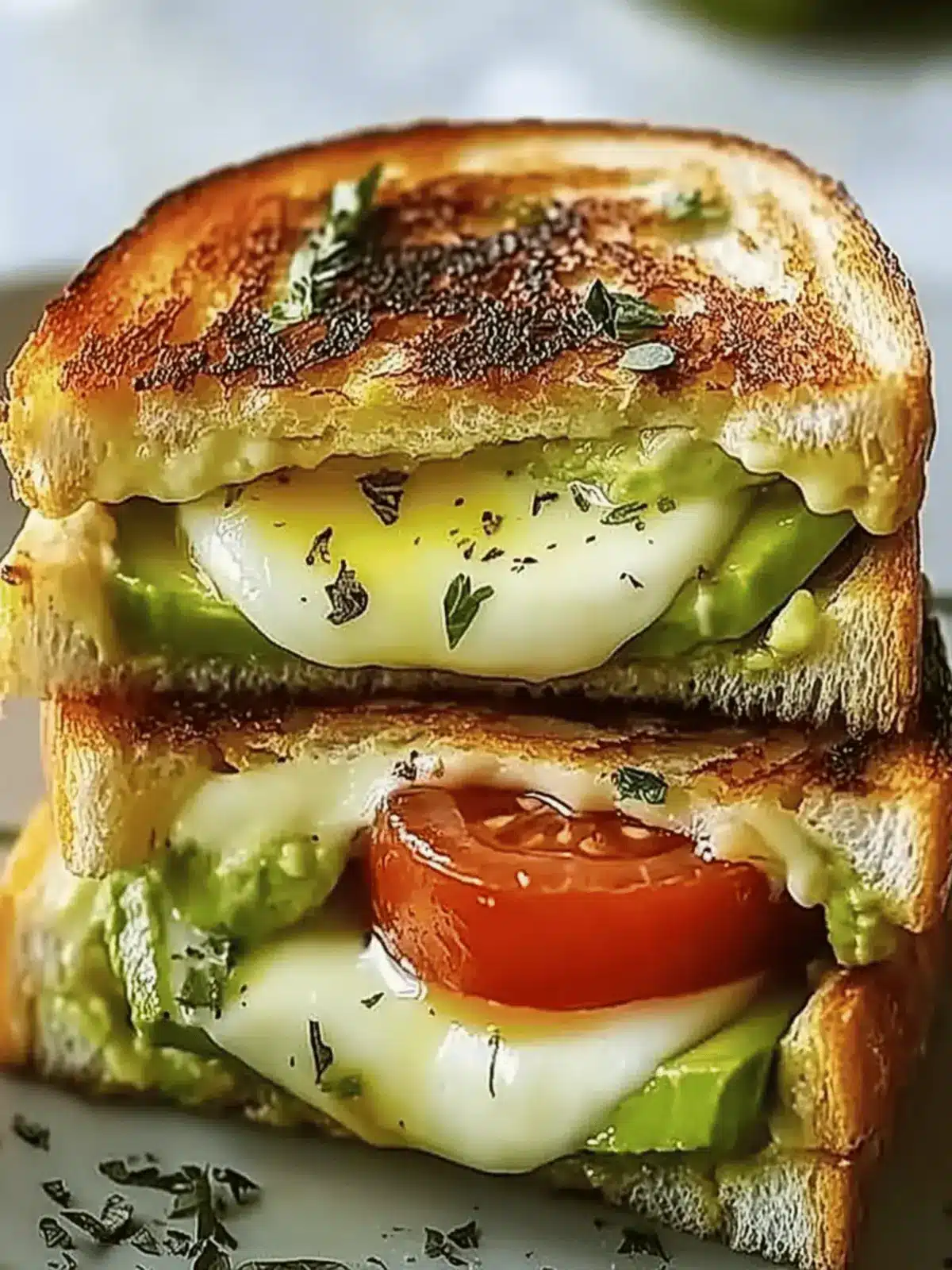 Melted Bliss: Avocado, Mozzarella, and Tomato Grilled Cheese 4 Avocado, Mozzarella, and Tomato Grilled Cheese