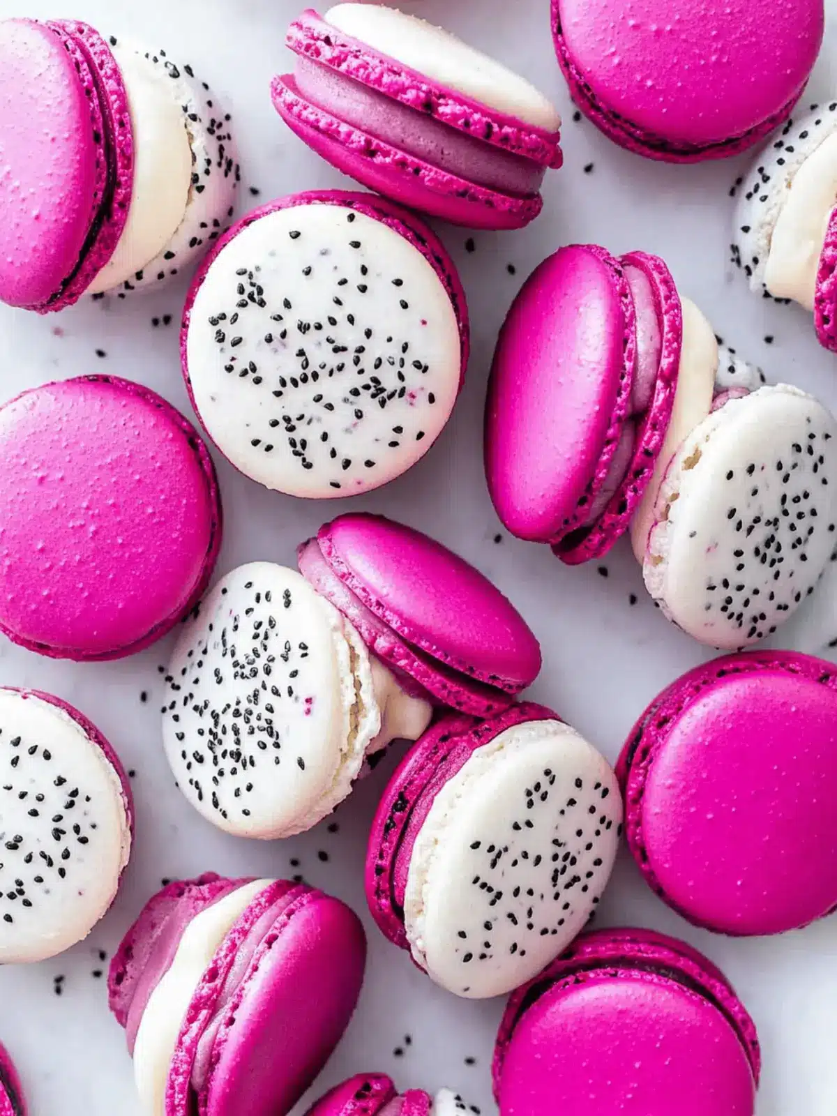 Delightful Dragon Fruit Macarons with Creamy Buttercream! 2 Dragon Fruit Macarons